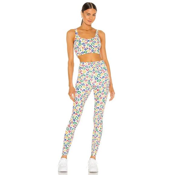 Beach Riot L Ayla High-Rise Legging Primary Leopard Workout Gym Crop Yoga Ribbed - Picture 16 of 16